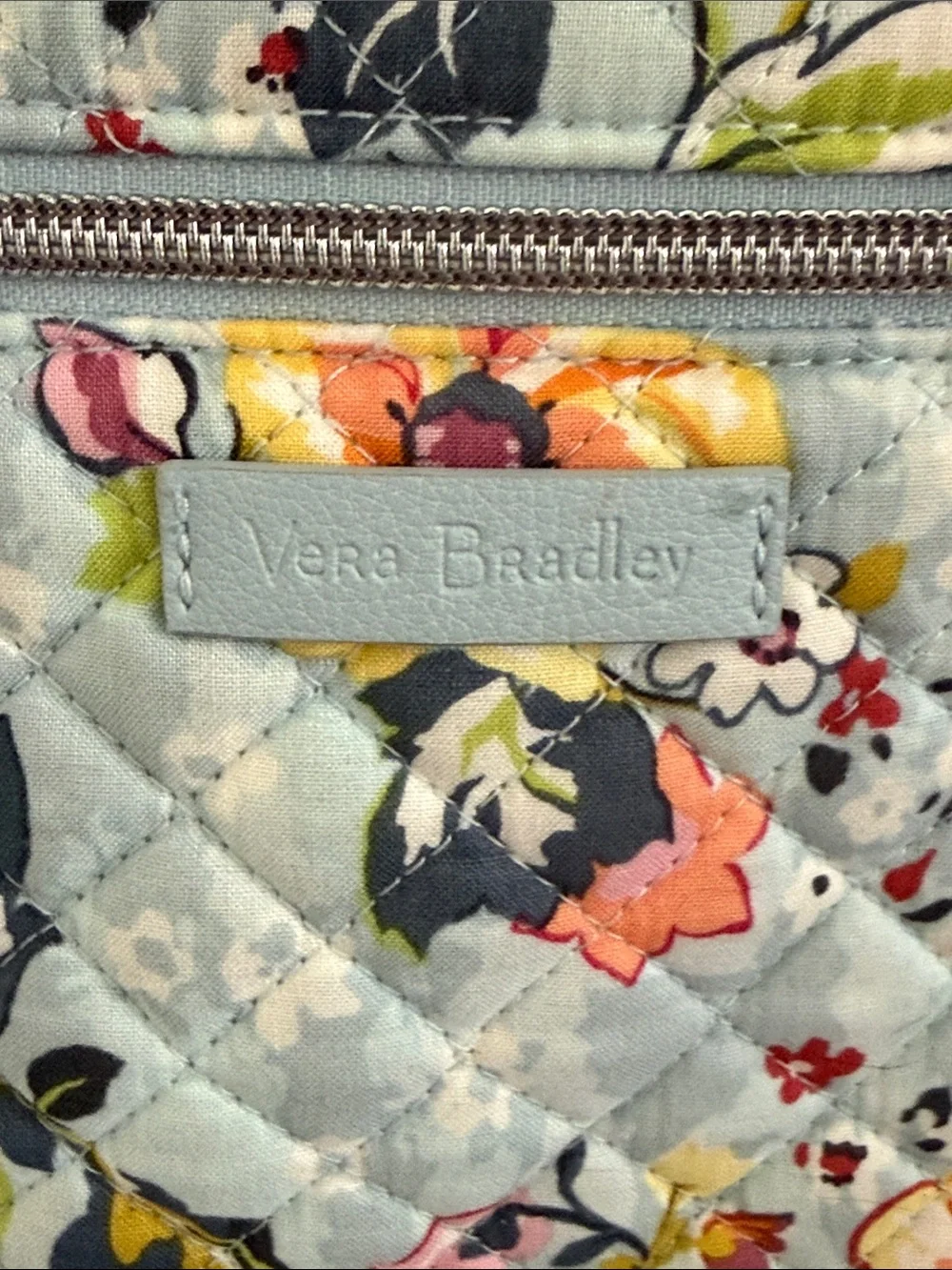 Vera Bradley Sky Blue Quilted Floral Shoulder Tote